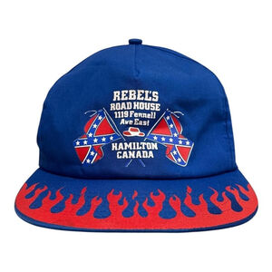 Rebel's Road House Hat Cap Snap Back One Size Blue Flames Mens Biker Canada